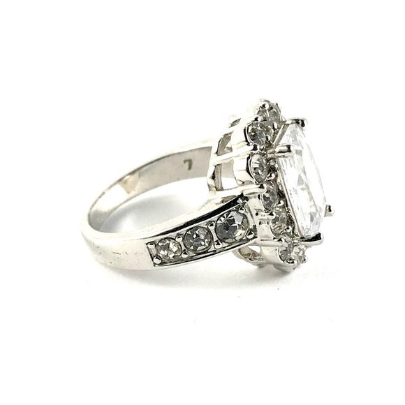 Cute Silver Tone NVC CZ Ring Size 7 - Picture 2 of 4